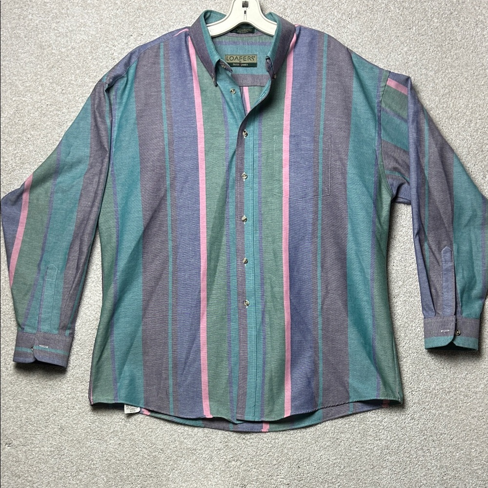 Loafers By Reed St James Shirt Mens Multicolor vertical Striped Cotton Button Up